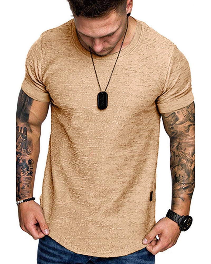 Uni Clau Fashion Mens T Shirt Muscle Gym Workout Athletic Shirt Cotton Tee Shirt Top - Image 2